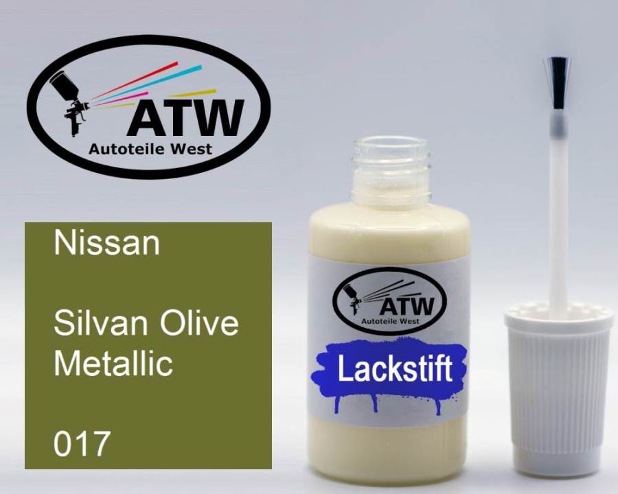 Nissan, Silvan Olive Metallic, 017: 20ml Lackstift, von ATW Autoteile West.